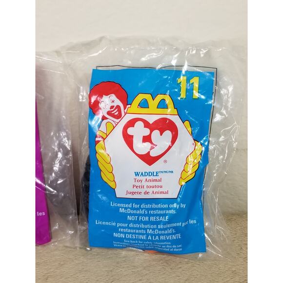 McDonalds TY Doby & Waddle Plush Toy Animal 4" New Sealed 1998 x2 Vintage - Picture 3 of 8